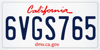 CA license plate 6VGS765