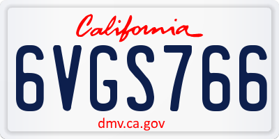 CA license plate 6VGS766