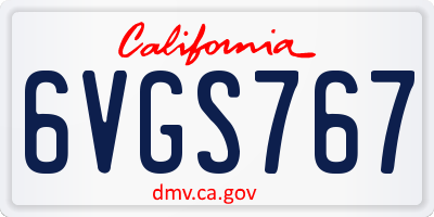 CA license plate 6VGS767