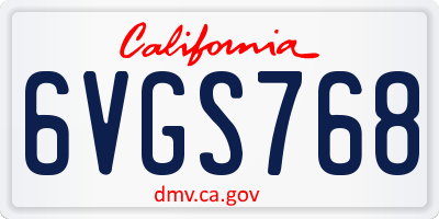 CA license plate 6VGS768