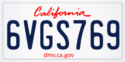 CA license plate 6VGS769