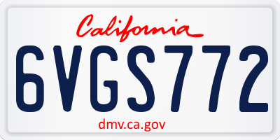 CA license plate 6VGS772