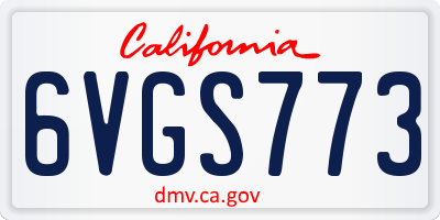 CA license plate 6VGS773