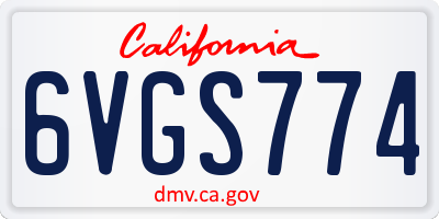 CA license plate 6VGS774