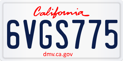 CA license plate 6VGS775