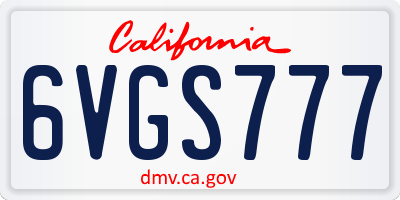 CA license plate 6VGS777