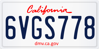 CA license plate 6VGS778