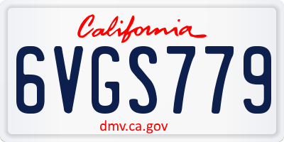 CA license plate 6VGS779
