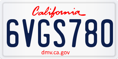 CA license plate 6VGS780