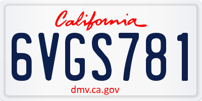 CA license plate 6VGS781