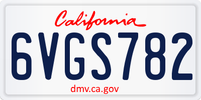 CA license plate 6VGS782
