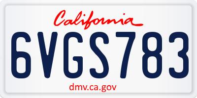 CA license plate 6VGS783