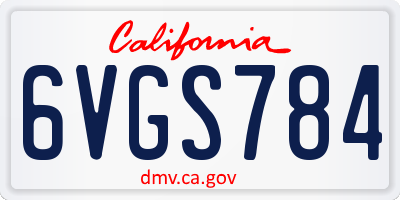 CA license plate 6VGS784