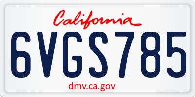 CA license plate 6VGS785