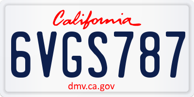 CA license plate 6VGS787