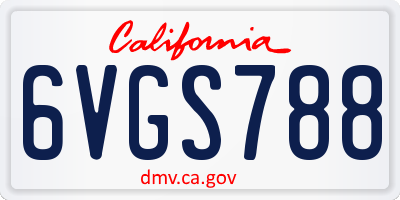 CA license plate 6VGS788