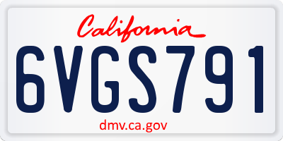CA license plate 6VGS791