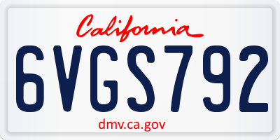 CA license plate 6VGS792