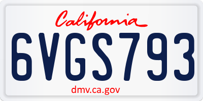 CA license plate 6VGS793