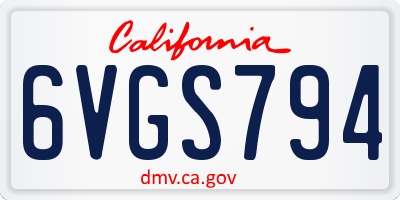 CA license plate 6VGS794
