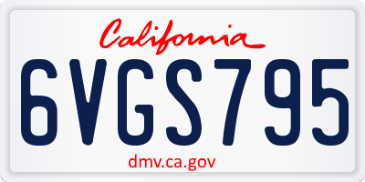 CA license plate 6VGS795