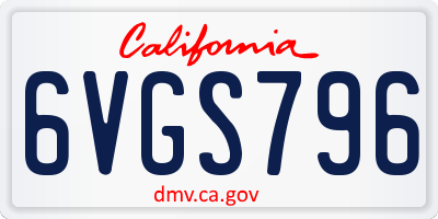 CA license plate 6VGS796