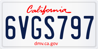 CA license plate 6VGS797