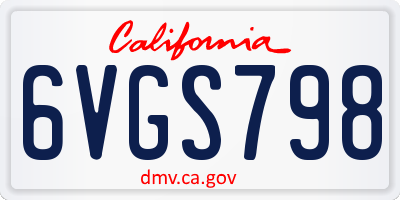 CA license plate 6VGS798