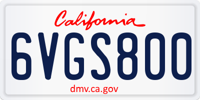 CA license plate 6VGS800