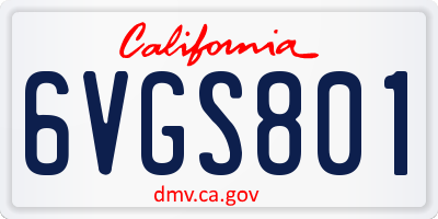 CA license plate 6VGS801