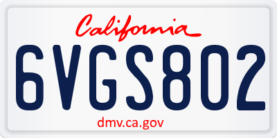 CA license plate 6VGS802