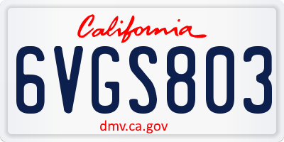 CA license plate 6VGS803