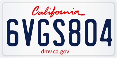 CA license plate 6VGS804