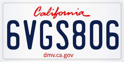 CA license plate 6VGS806