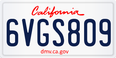 CA license plate 6VGS809
