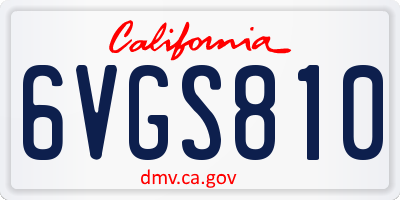 CA license plate 6VGS810