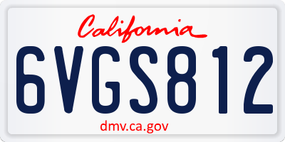 CA license plate 6VGS812