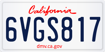 CA license plate 6VGS817