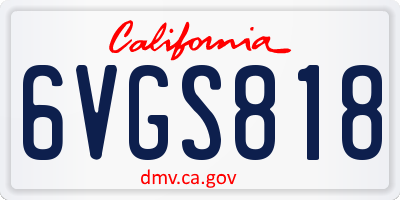 CA license plate 6VGS818