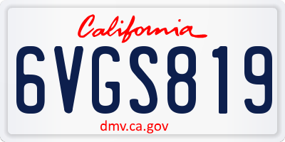 CA license plate 6VGS819