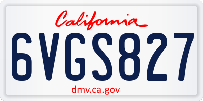 CA license plate 6VGS827