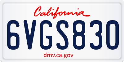 CA license plate 6VGS830