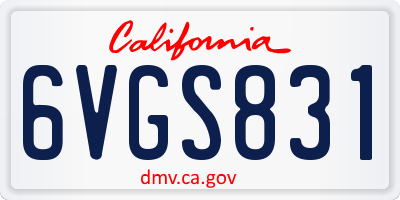 CA license plate 6VGS831