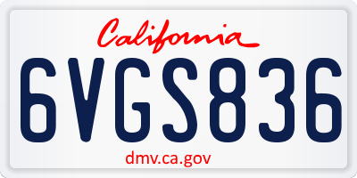 CA license plate 6VGS836