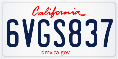 CA license plate 6VGS837