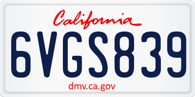 CA license plate 6VGS839
