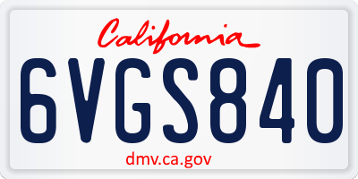 CA license plate 6VGS840