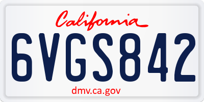CA license plate 6VGS842
