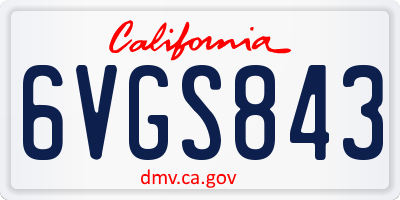 CA license plate 6VGS843