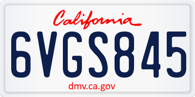 CA license plate 6VGS845